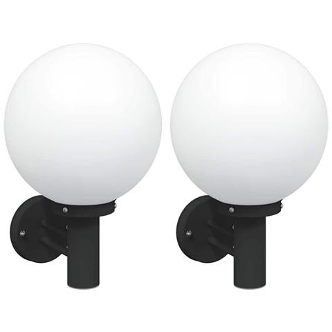 Lampade da parete da esterno 2 pezzi in acciaio inox nero IP44 - Foto 1
