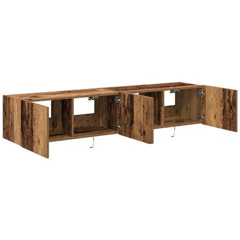 Mobile TV con luci LED 2 pz Legno antico 80x35x31 cm - Foto 2