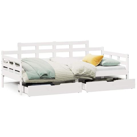 Dormeuse con Cassetti Bianca 80x200 cm Legno Massello di Pino - Foto 1