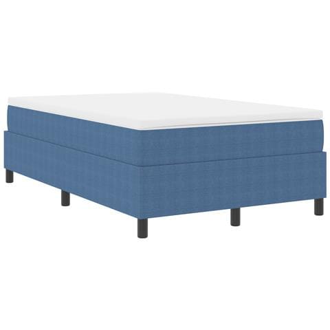 Letto Box Spring Blu Matrimoniale Piccolo in Tessuto Corduroy - Foto 1