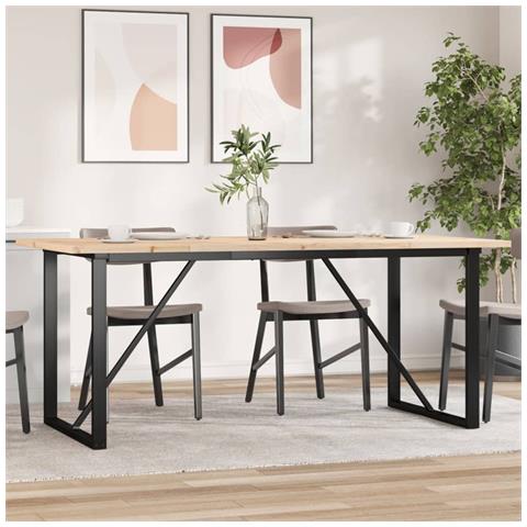 Tavolo da Pranzo Telaio a O 180x90x75,5 cm Legno Pino e Acciaio - Foto 2