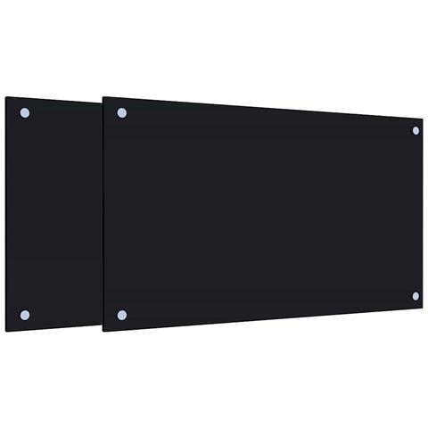 Paraschizzi per Cucina 2 pz Neri 70x40 cm in Vetro Temperato - Foto 1