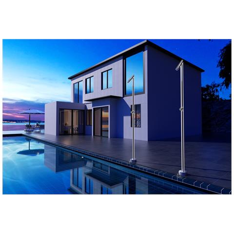 Imex Doccia Piscina In Acciaio 316 Anticalcare Rubinetto Monoforo Diffusore Tubolare Design Resistente Per Esterni Colore Acciaio Modello Oklahoma - Foto 1