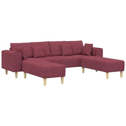 Divano in tessuto con cuscino 3 pcs Rosso Vino 208 cm Tessuto - Foto 1