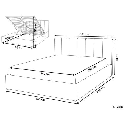 Letto Contenitore Velluto Dreux 140 X 200 Cm Tortora - Foto 2
