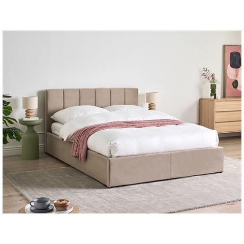Letto Contenitore Velluto Dreux 140 X 200 Cm Tortora - Foto 1