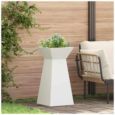 Vaso a Pilastro Bianco 35 x 35 x 73 cm Acciaio - Foto 2