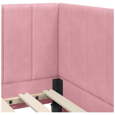 Cornice del letto ad angolo Rosa 100 x 200 cm Velluto - Foto 9