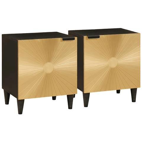 Comodino 2 pcs Nero e Oro 40 x 33.5 x 46 cm - Foto 1