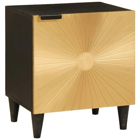 Comodino 2 pcs Nero e Oro 40 x 33.5 x 46 cm - Foto 2