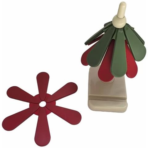 Sottopentola Pieghevole In Silicone Serie Natalizia - Porta Pentola Termoresistente E Sottopiatto Red+green - Foto 1