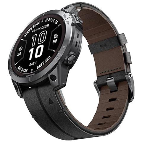 Cinturino In Pelle A Sgancio Rapido Da 22 Mm Compatibile Con Garmin Fenix 8/7/6/5/935 Series Black - Foto 1