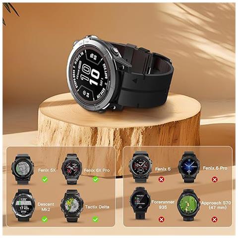 Cinturino In Pelle A Sgancio Rapido Da 22 Mm Compatibile Con Garmin Fenix 8/7/6/5/935 Series Black - Foto 4