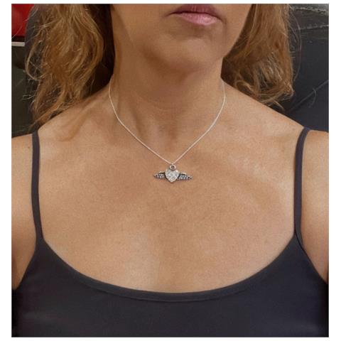 Collana Con Cuore Alato In Argento E Cristallo - Foto 2