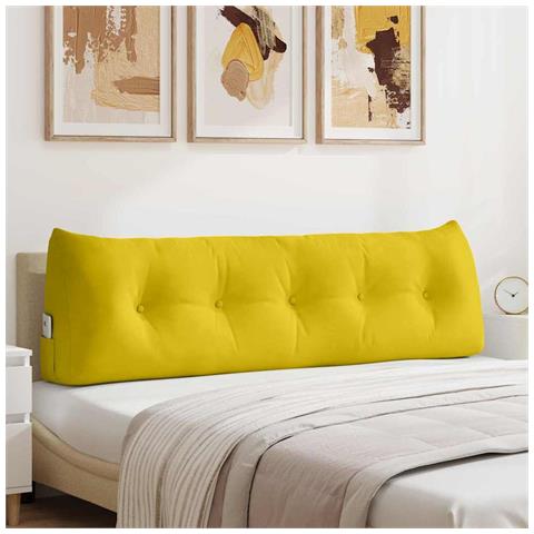 Cuscino per Schiena Giallo 160 x 24 x 50 cm Velluto - Foto 2