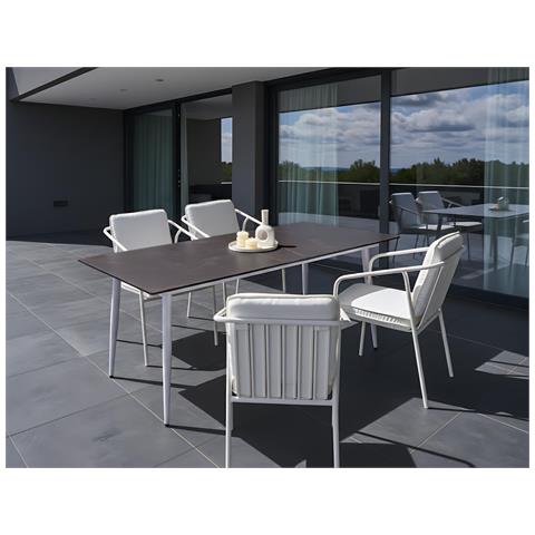 Tavolo Da Pranzo Da Giardino Tolentino 180 Cm 90 Cm Effetto Marmo Marmo Grigio - Foto 1