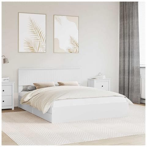 Letto con Contenitore Bianco 160 x 200 cm Legno multistrato - Foto 2