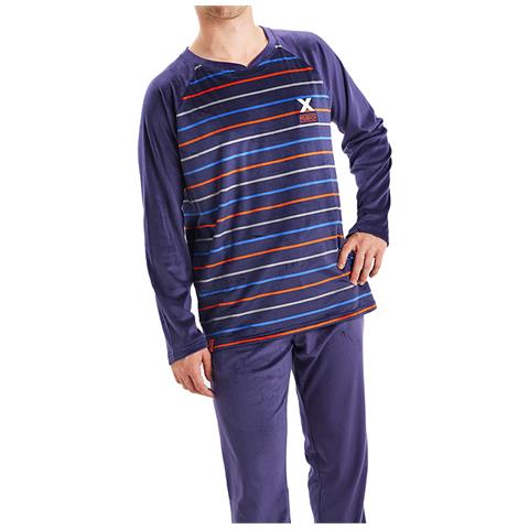 Pigiama Uomo Mu3 In Velluto Girocollo A Maniche Lunghe - Foto 2