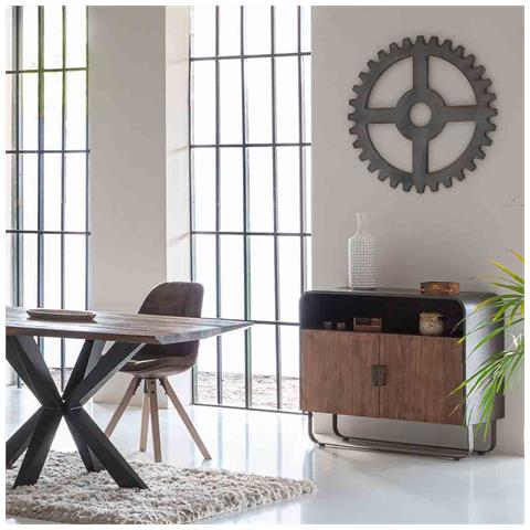 Credenza In Legno E Metallo Nero 90x44x80,5h Cm - Foto 2