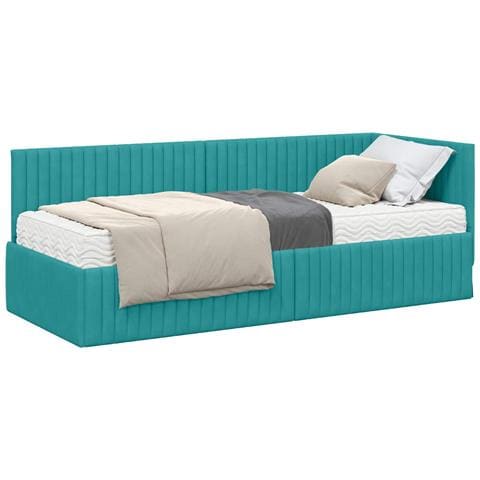 Struttura Letto Angolare con Materasso 2 pcs Turchese Velluto - Foto 1