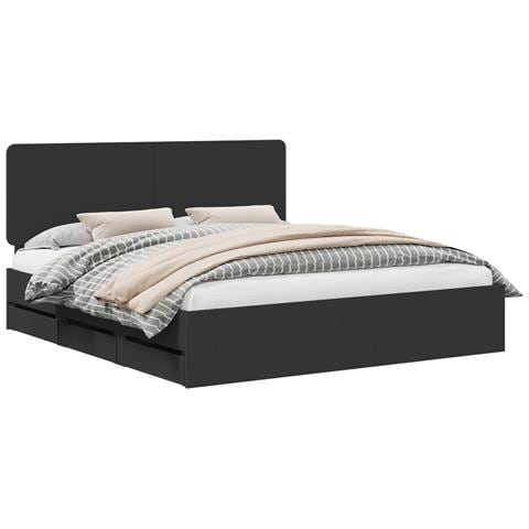 Struttura del letto Nero 200 x 200 cm Legno Ingegnerizzato - Foto 1