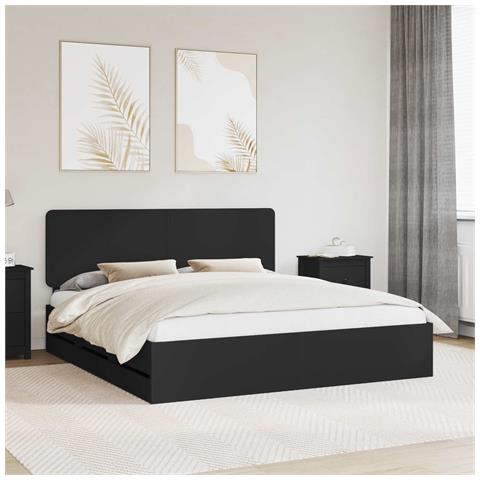 Struttura del letto Nero 200 x 200 cm Legno Ingegnerizzato - Foto 2