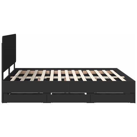 Struttura del letto Nero 200 x 200 cm Legno Ingegnerizzato - Foto 9