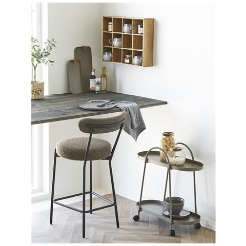 Badalona - Sgabello Counter In Bouclé Marrone Con Gambe Nere 39x46x90 Cm - Foto 6