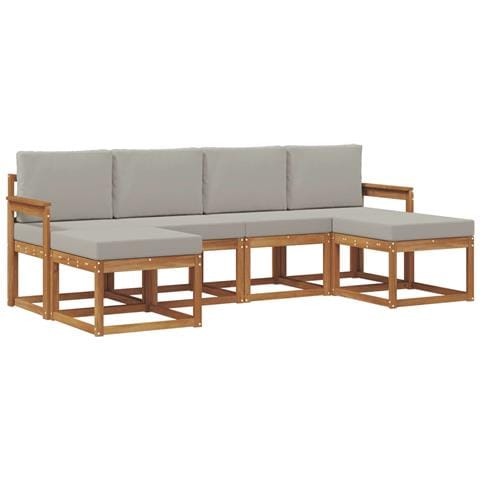 Set di divani da esterno 6 pcs Grigio Naturale e Chiaro - Foto 1