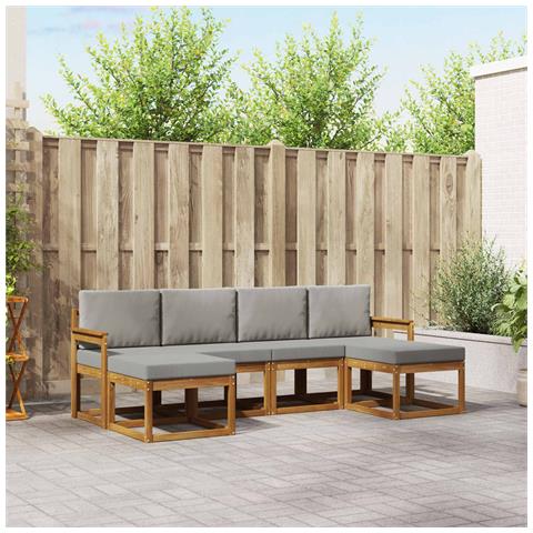 Set di divani da esterno 6 pcs Grigio Naturale e Chiaro - Foto 2