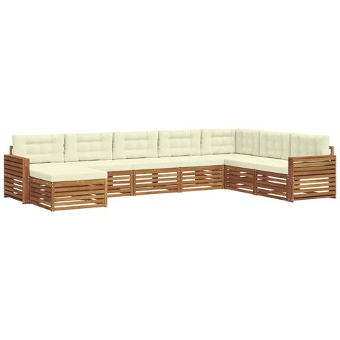 Set divani 8 pcs Naturale e Crema Legno di Acacia Massello - Foto 1