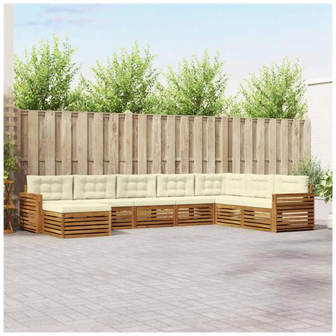 Set divani 8 pcs Naturale e Crema Legno di Acacia Massello - Foto 2