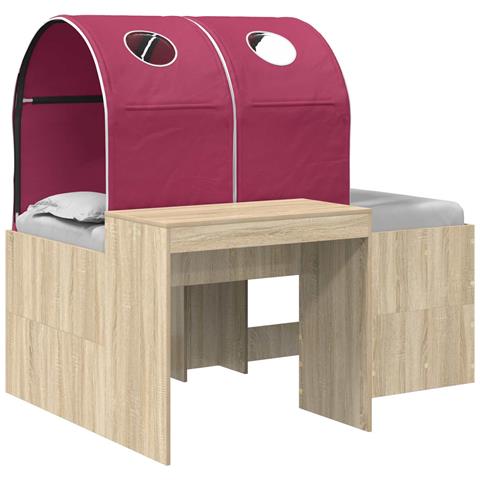Letto con Tunnel 3 pz Rovere Artigianale e Rosso - Foto 1