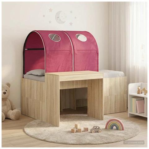 Letto con Tunnel 3 pz Rovere Artigianale e Rosso - Foto 2