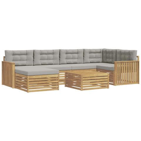 Set di divani da esterno 7 pcs Bianco e Grigio Chiaro - Foto 1