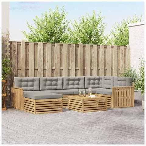 Set di divani da esterno 7 pcs Bianco e Grigio Chiaro - Foto 2