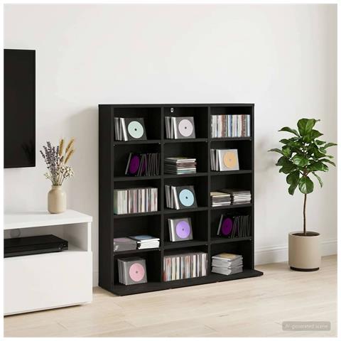 Mobile per CD Rovere Nero 96 x 23,5 x 97,5 cm - Foto 2