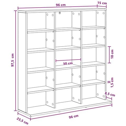 Mobile per CD Rovere Nero 96 x 23,5 x 97,5 cm - Foto 9
