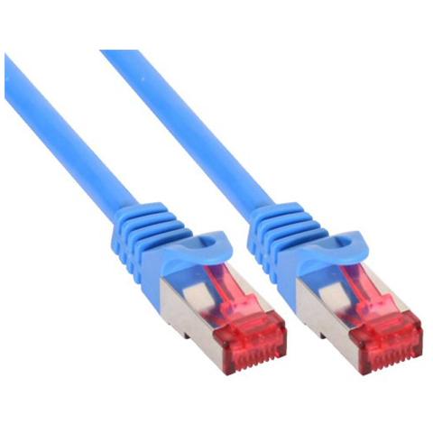 cavo patch per rete dati lan cat. 6, 2x rj45, doppia schermatura sftp (pimf) , halogenfree, colore blu, 7.5m - Foto 1