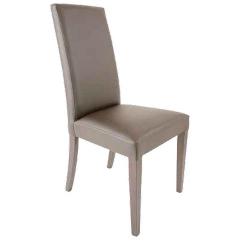 Sedia In Legno In Tinta Rivestita In Ecopelle Tortora 47x47xh. 101 Cm - Foto 1