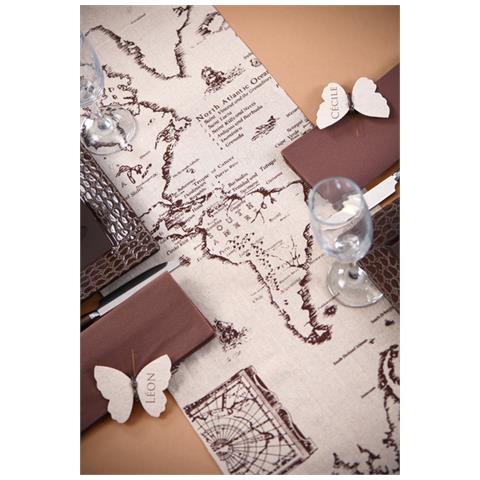 Santex - Runner Da Tavola In Cotone Mappa Del Mondo - Foto 2