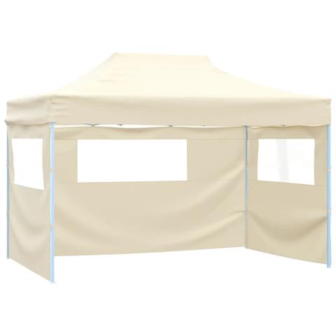 Gazebo Professionale Pieghevole Con 3 Pareti 3x4m Acciaio Crema - Foto 1