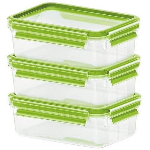 Clip & Close Scatola Rettangolare 0,55 L Verde, Trasparente 3 Pezzo (i)  - Foto 1