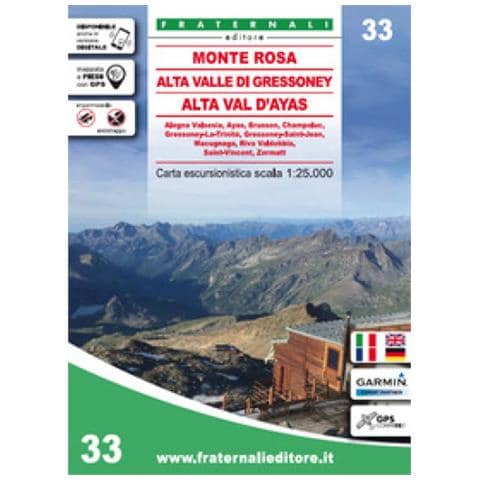 Carta N. 33. Monte Rosa, Alta Valle Di Gressoney, Alta Val D'ayas. Carta Escursionistica 1:25.000 - Foto 2
