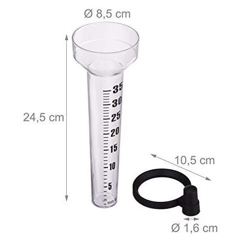 Pluviometro Trasparente Set Di 2 Con Supporto Giardino Precipitazioni Misuratore Grande Gage 35 Mm M Plastica 2er Pack - Foto 2