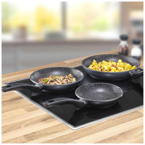 Set Di 3 Padelle In Alluminio Da 16, 20 E 24 Cm, Con Rivestimento Antiaderente, Senza Coperchio, Anche Per Induzione - Foto 4