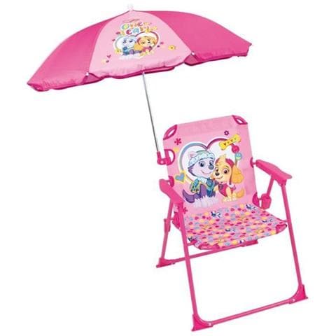 Pat'patrouille Stella Everest Sedia Da Campeggio Pieghevole - H. 38.5 X L. 38.5 X P. 37.5 Cm - Con Ombrellone Ø 65 Cm - Foto 1