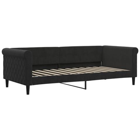 Divano Letto Con Materasso Nero 90x200 Cm In Velluto - Foto 9