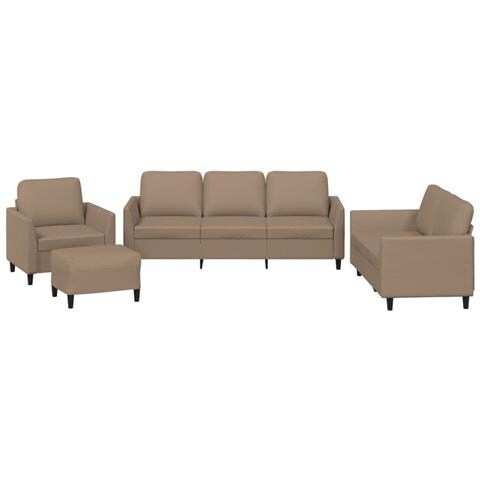 Set Di Divani 4 Pz Con Cuscini Cappuccino In Similpelle - Foto 1
