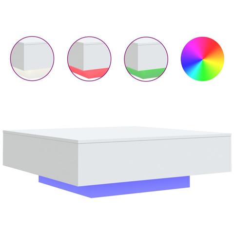 Tavolino Da Soggiorno Con Luci Led Bianco 100x100x31 Cm - Foto 2